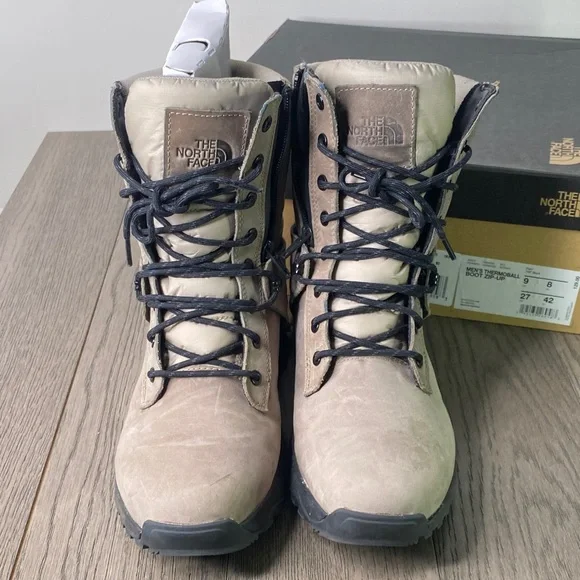 The North Face Men’s 9 Thermoball Zip Up Taupe Lace-Up Insulated Boots - Picture 4 of 14